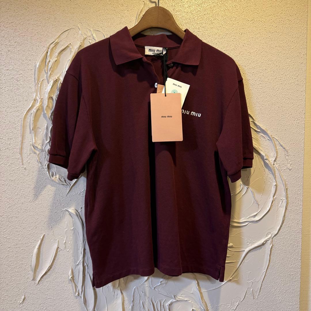 エルミ様　miu miu ミュウミュウ　ポロシャツ　Sサイズ　ボルドー 中古・古着通販】MIU MIU (ミュウミュウ) ニットポロシャツ ブラウン