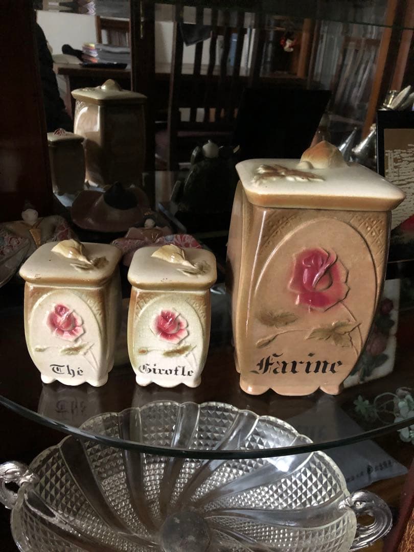 バルボティーヌ フラワープレート＋蓋付キャニスター3点＋真鍮