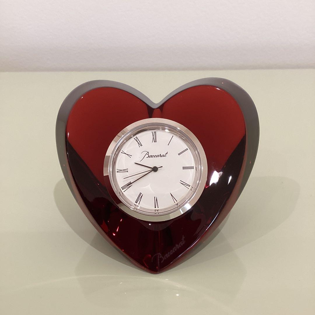 Baccarat バカラ　ハート　置時計　インテリア バカラ（Baccarat） ハート クロック ペーパーウェイト 計2点 現状品