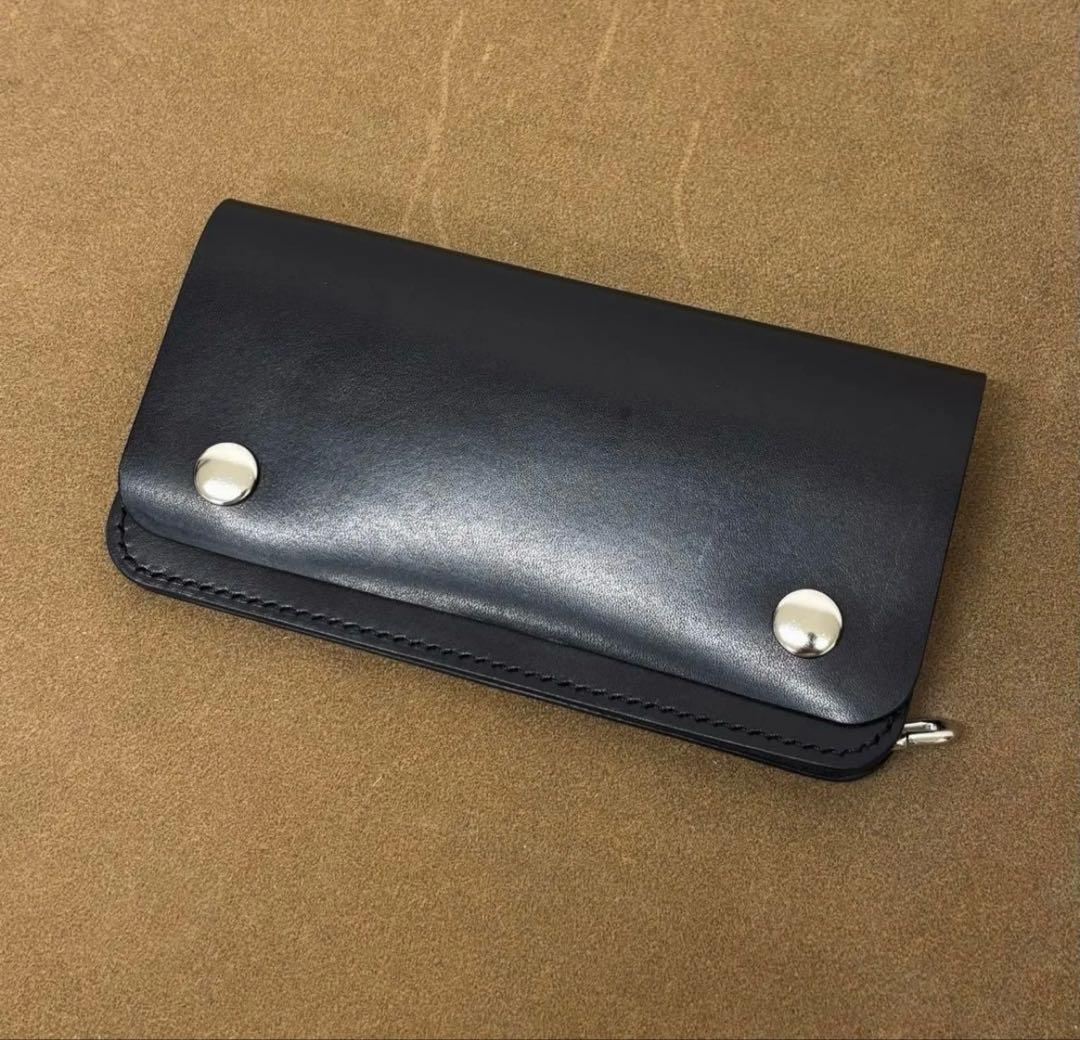 トラッカーウォレット ハンドメイド ブラック 2層 姫路レザー - メルカリ