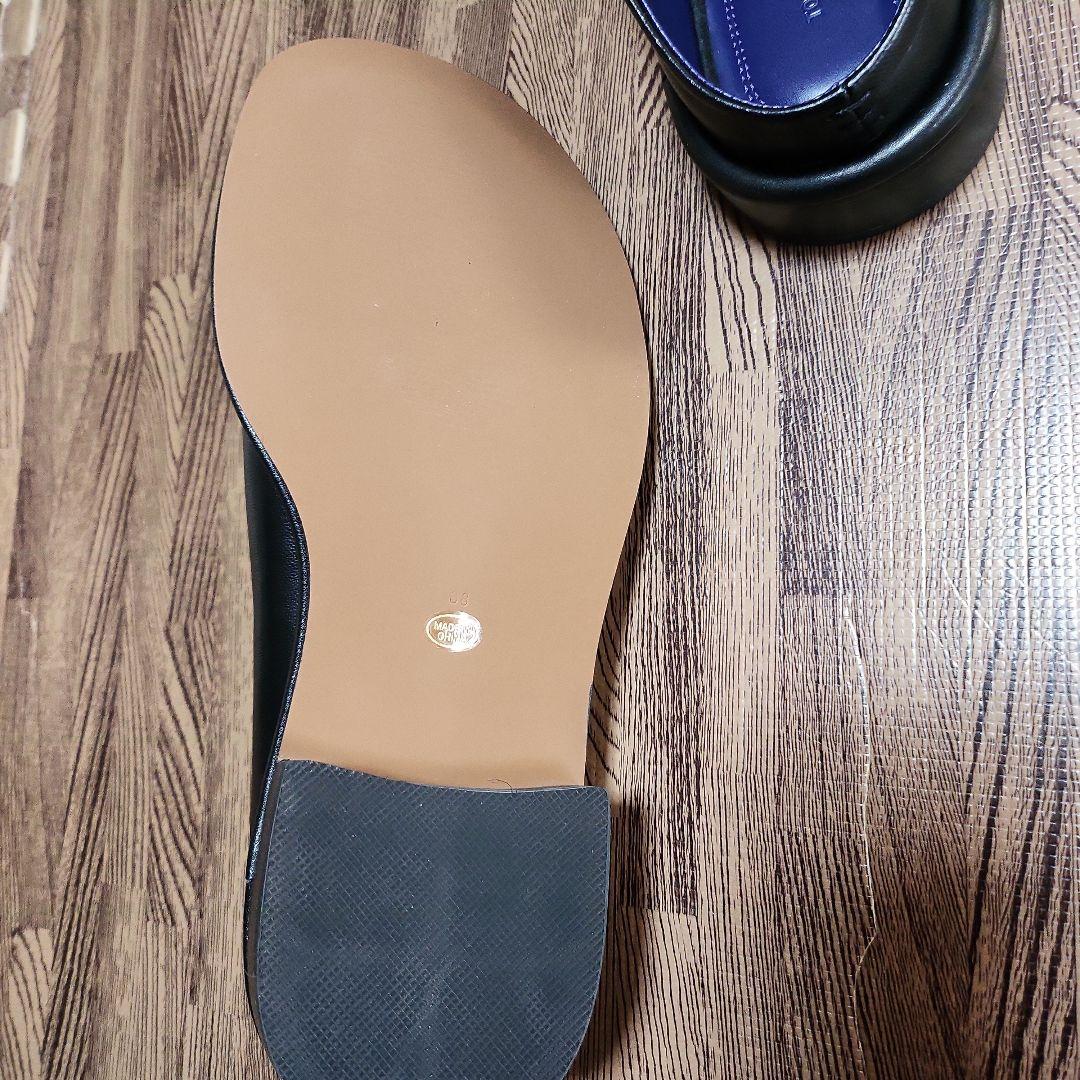 新品未使用 TODAYFUL スライドレザーシューズ スリッポン 黒×ブルー38