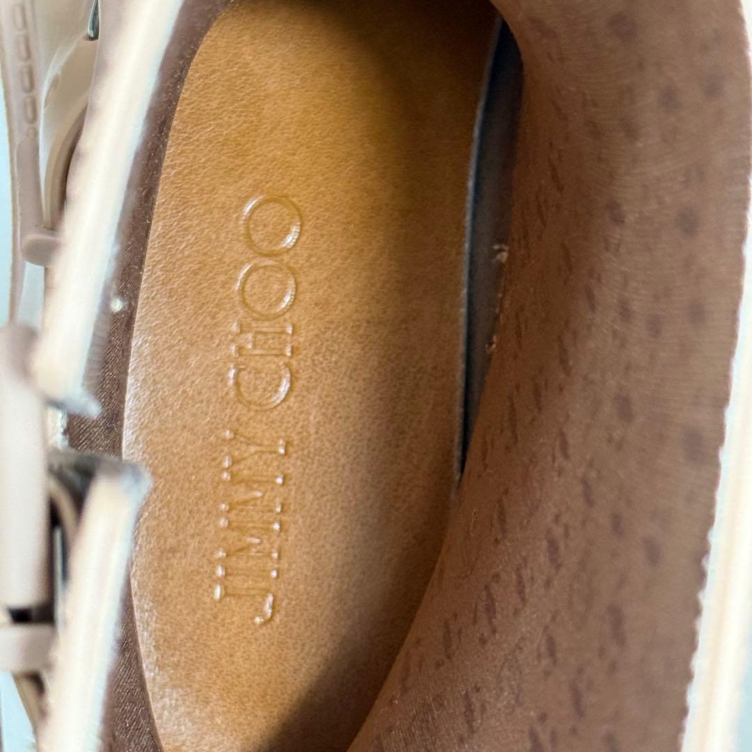 未使用級】 ジミーチュウ レインブーツ ベルト 36 ベージュ ミドル丈