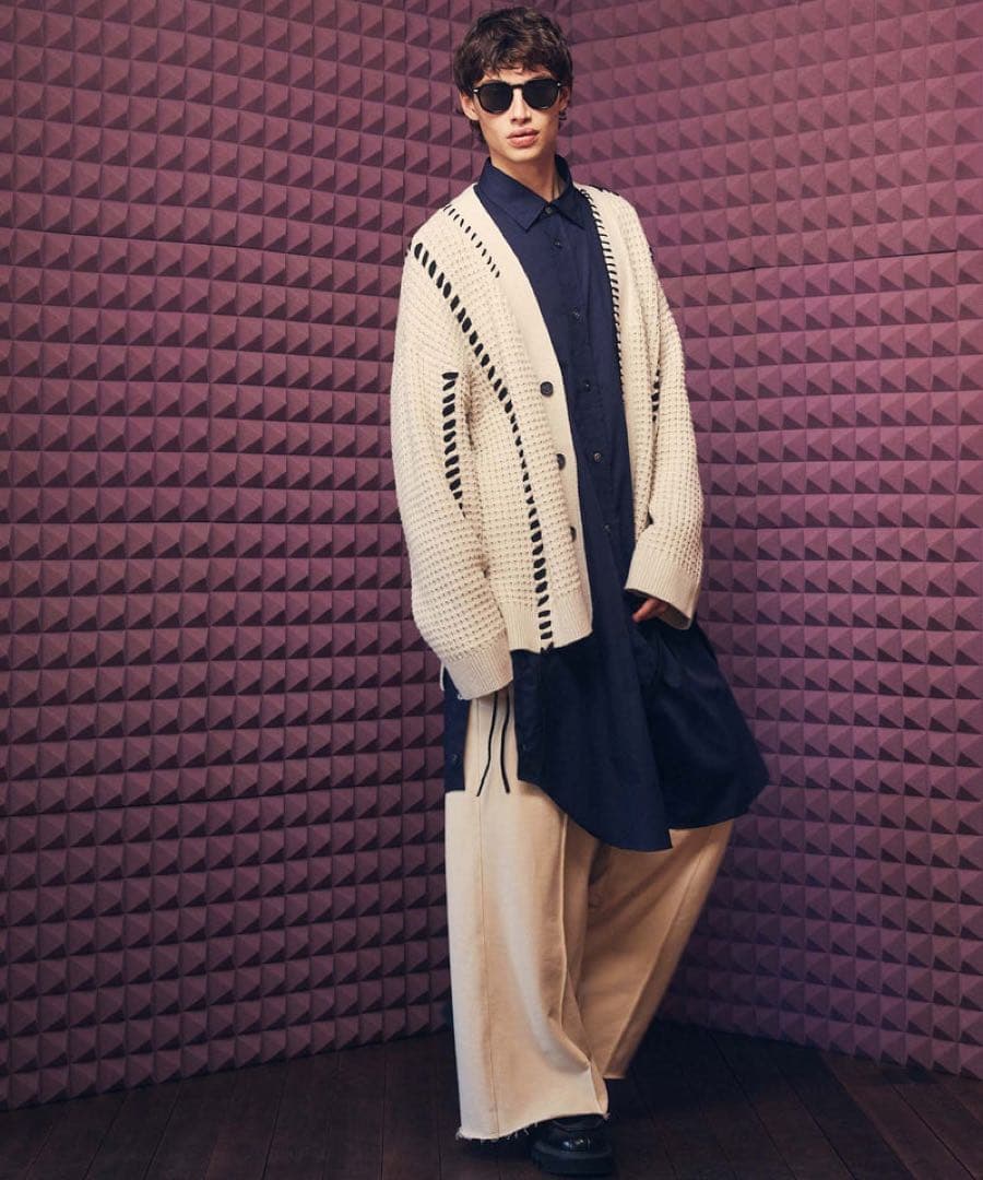 大幅値下げ】MAISONSPECIAL鬼ワッフルVネックニットカーディガン