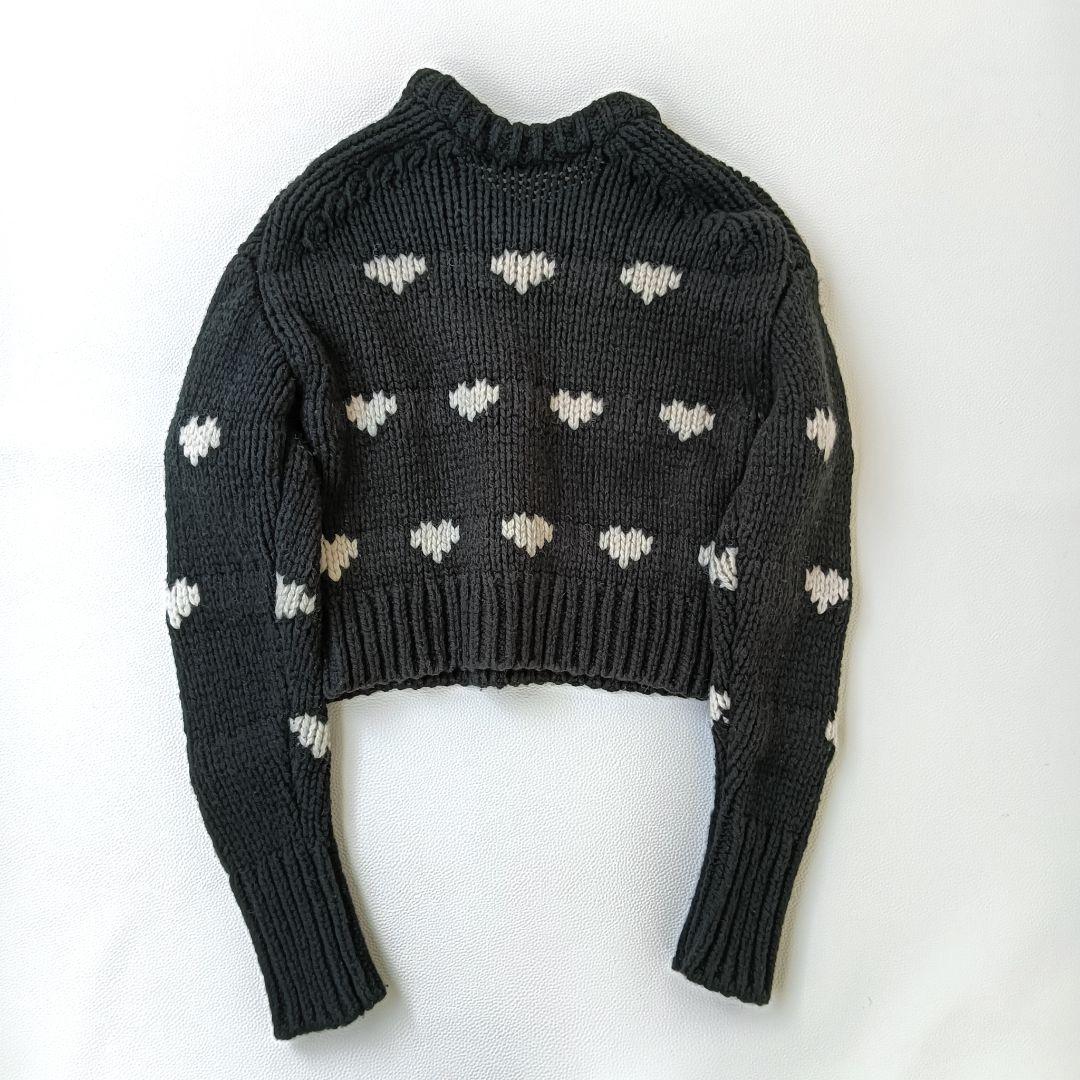 美品✨《ンニット》24aw ハートパターンニット黒セーター ウール混 近年モデル