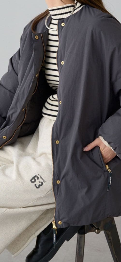 美品 ピュアルセシン フレンチダックダウンサイドジップジャケット