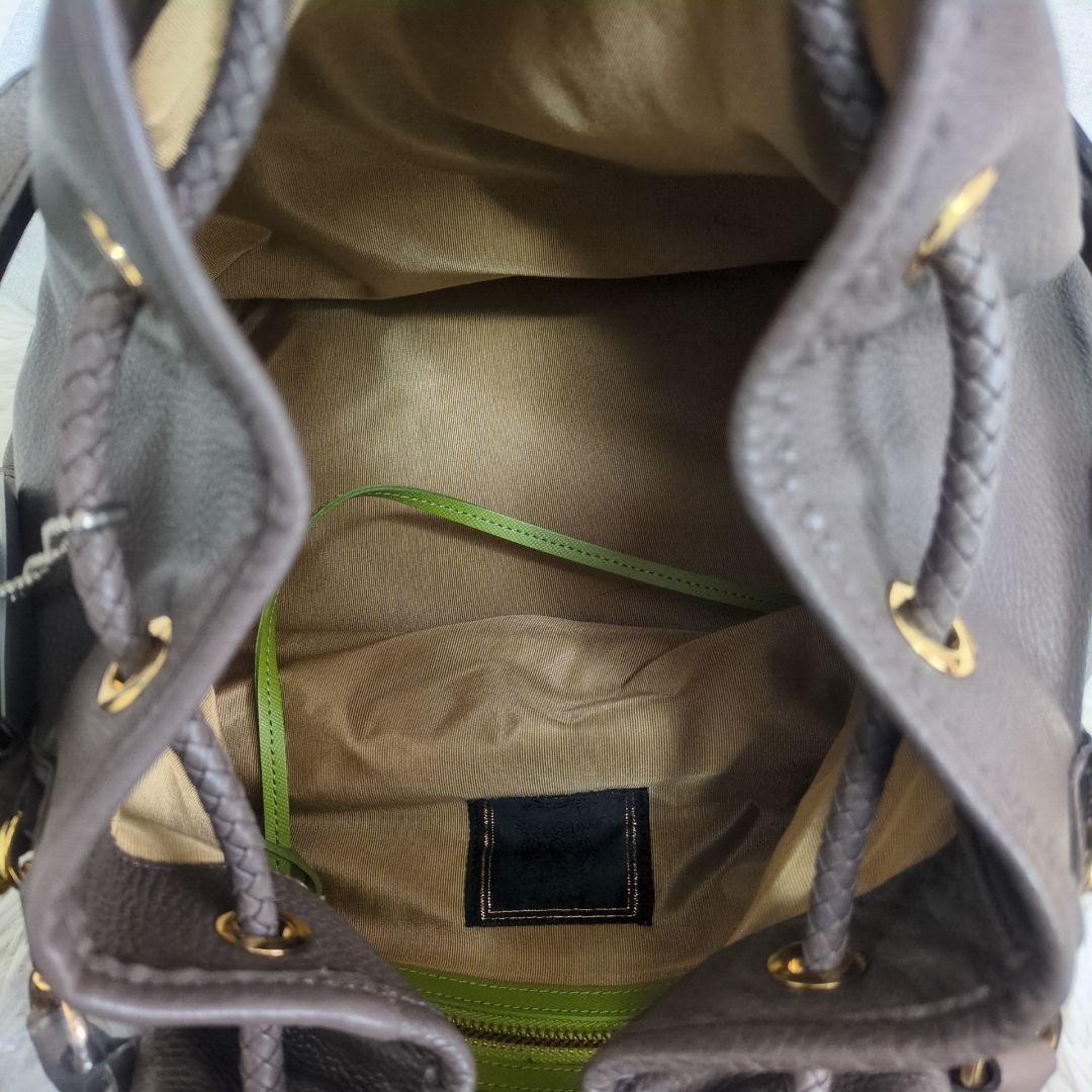 タグ付き ADMJ 大きめ 巾着 3way ショルダーバッグ モカグレージュ