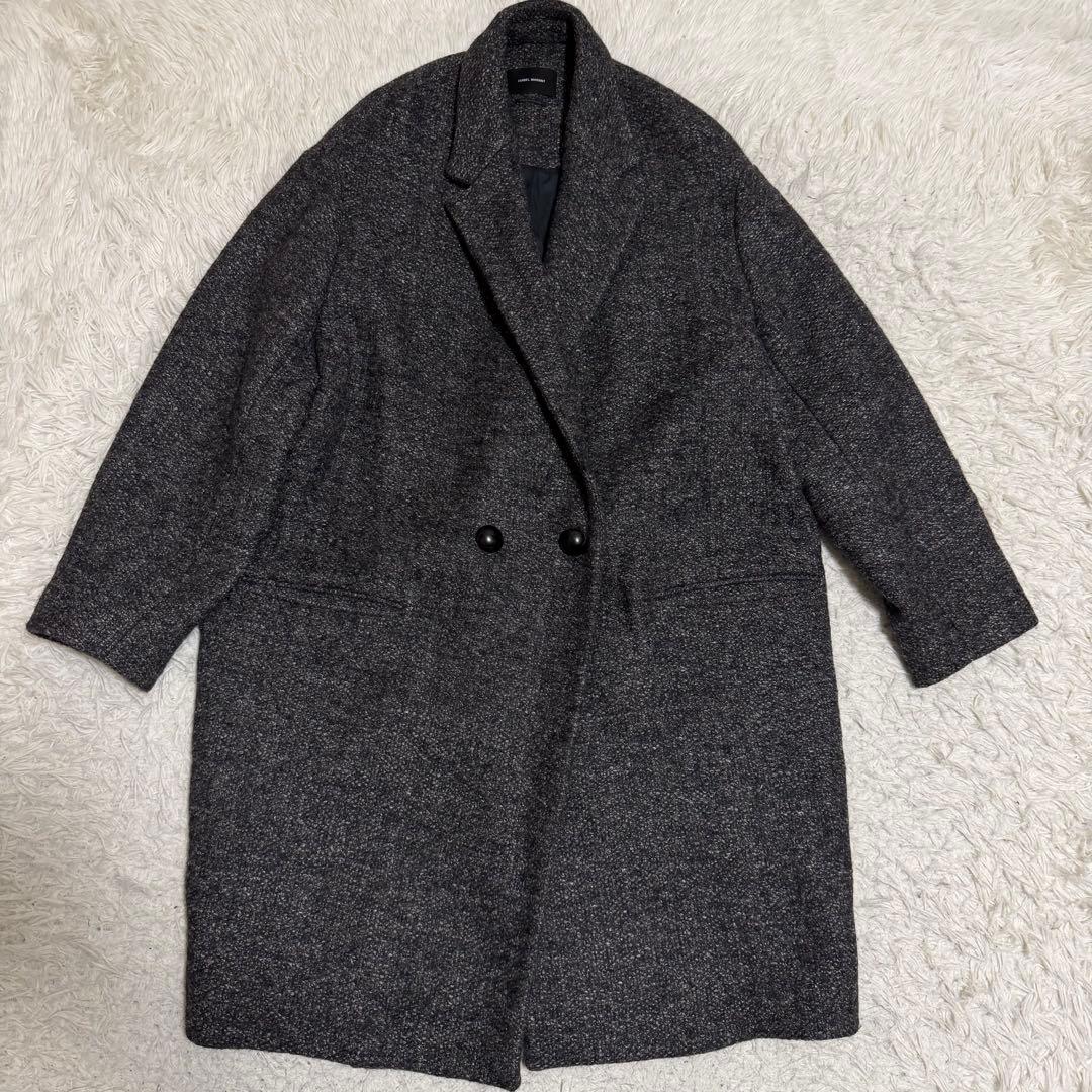 近年極美品 イザベルマラン ツイードチェスターコート くるみボタン