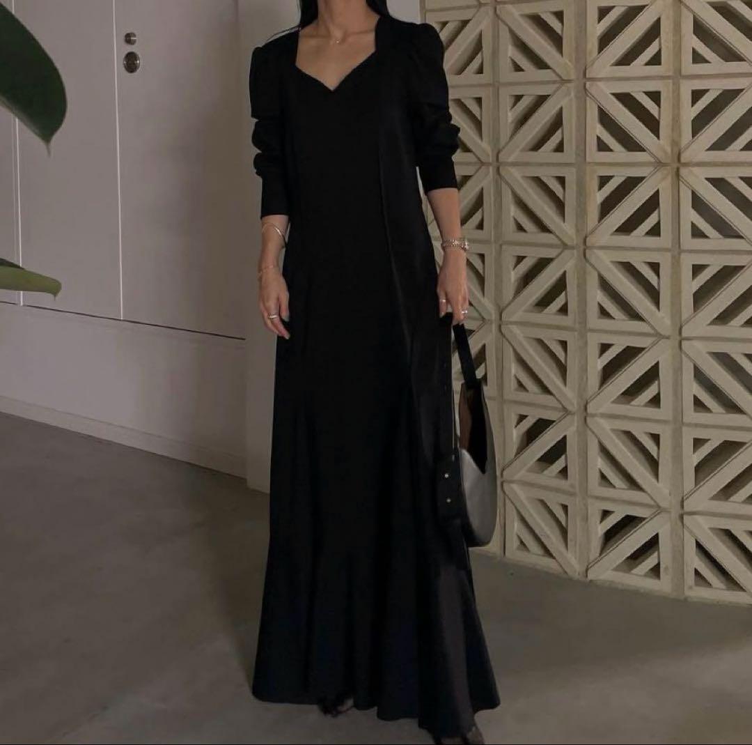 【Ameri VINTAGE】ワンピース ドレス マーメイド ブラック S Ameri VINTAGE（アメリ ヴィンテージ）BACK OPEN PEARL VELOUR DRESS