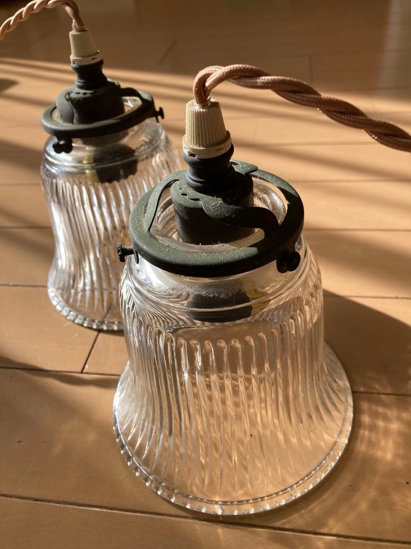 キャトルセゾン] クリアガラス ペンダントライト 2個セット