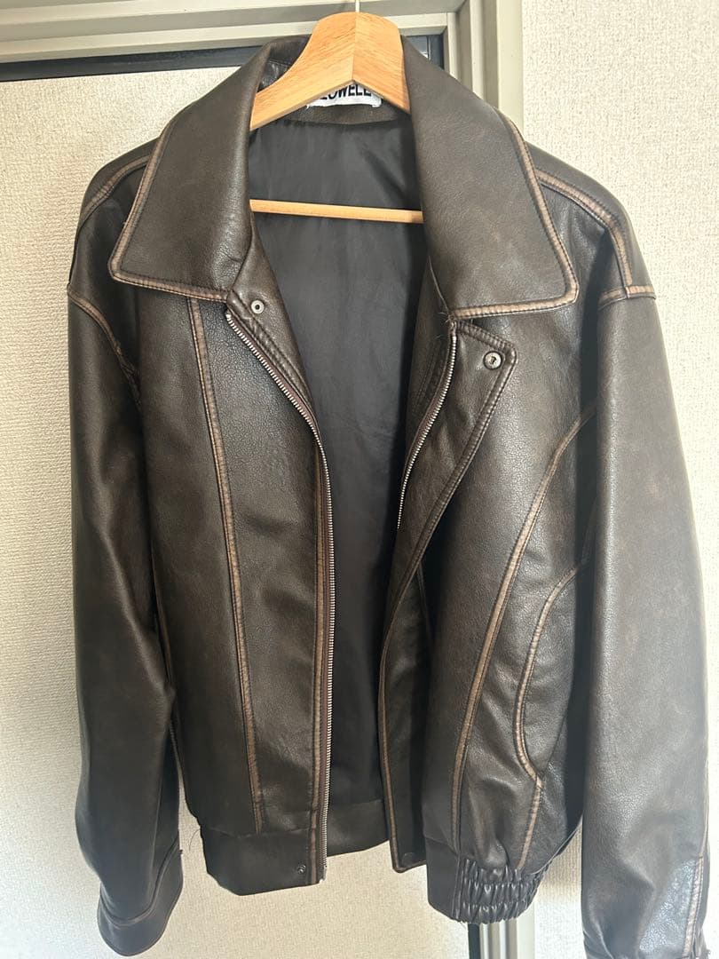 レザージャケット Chikashitsu+ 東京店WEB限定【Chikashitsu +】leather collar bomber jacket