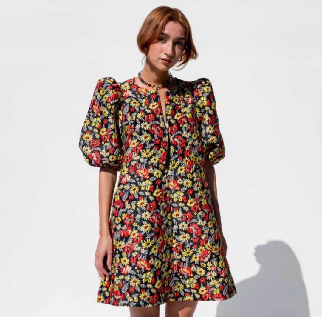 新品未使用 GANNI ガニー ジャカード ミニワンピース フラワー 花柄