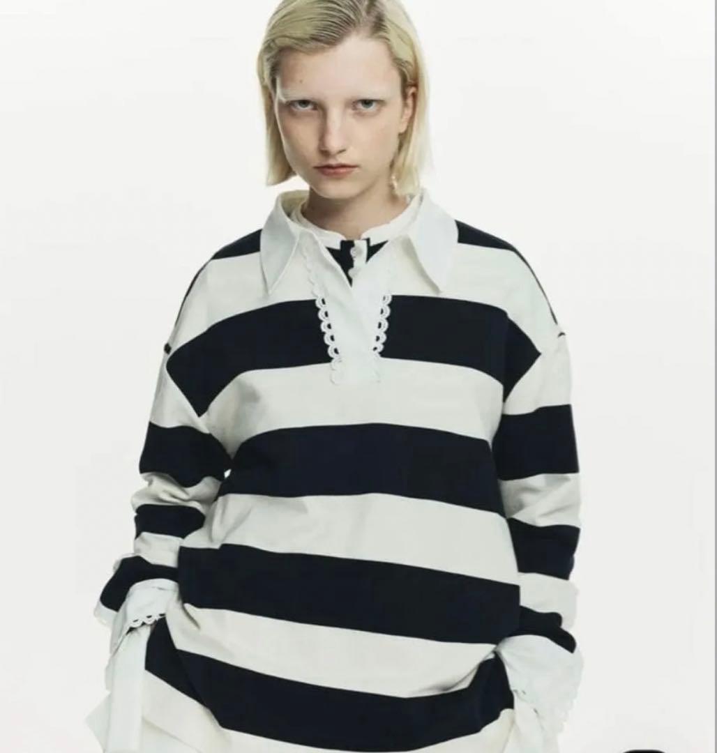 新品未使用】Bibiy. ボーダー柄長袖トップス ラガーシャツ - メルカリ