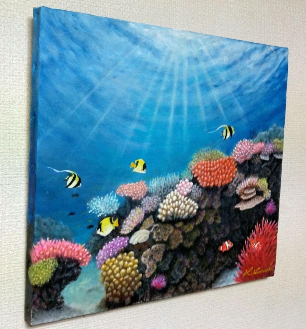 POPON様専用】「魚たちの海中公園」 海の中 油彩画 油絵 絵画 - メルカリ