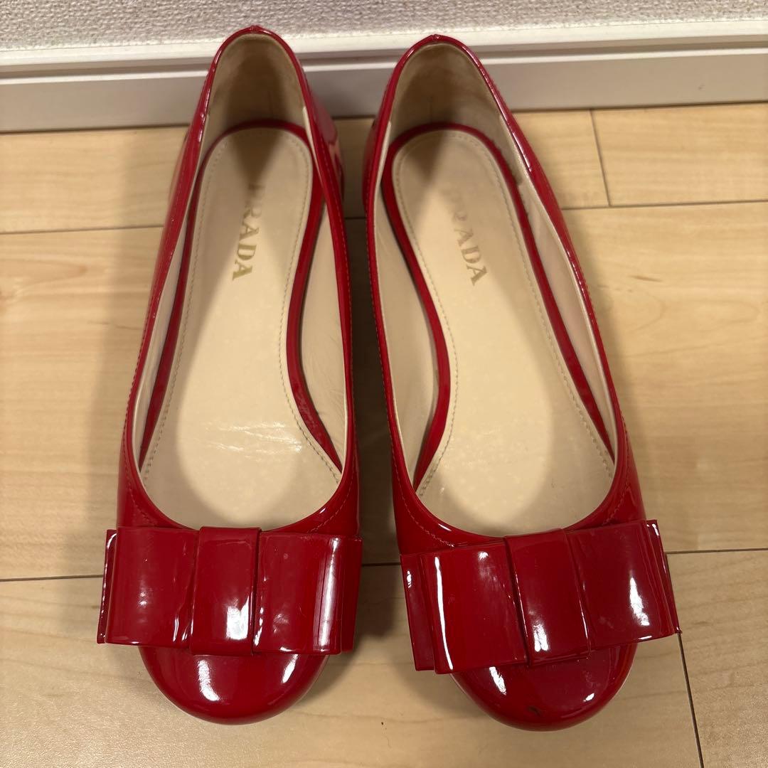 PRADA パンプス ☆PRADA☆プラダ パテントレザー スリングバック パンプス (PRADA