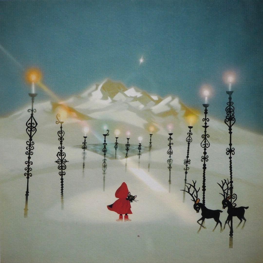 モ*ク様 真作□藤城清治 四季のメルヘン 冬 星空のともしび□版画 絵画