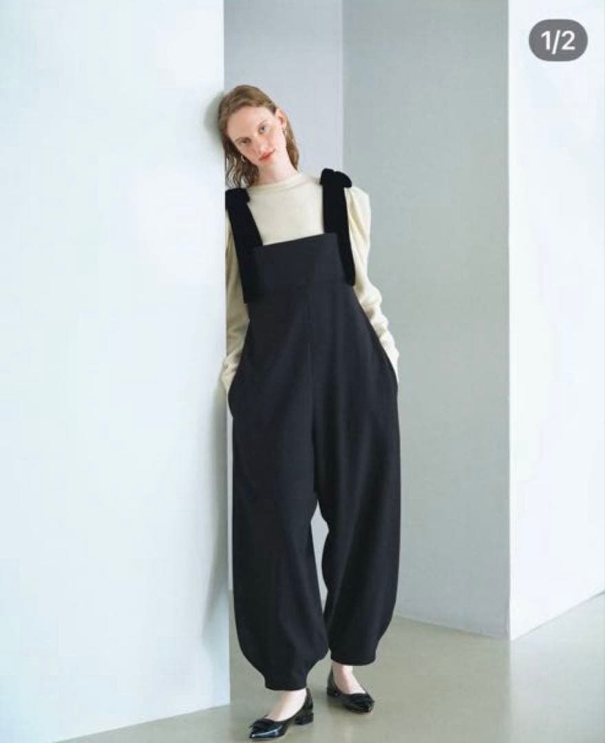 cygne シーニュ リボンショルダーオールインワン Stelle ブラック