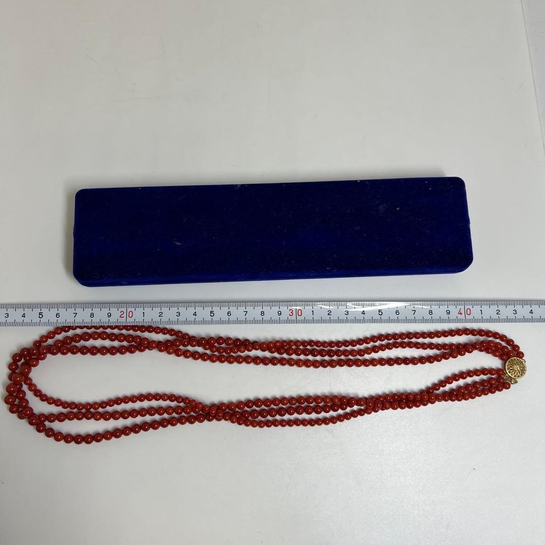 14K 刻印　本血赤珊瑚大玉　ネックレス　63.5g 東K8-0206☆2F