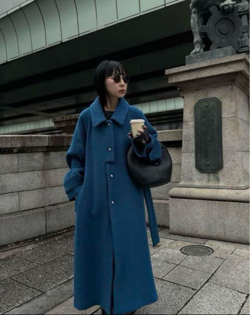 SOFT WOOL BAL COLLAR COAT ブルー　 Sサイズ SOFT WOOL BAL COLLAR COAT（ステンカラーコート）｜Ameri（アメリ）の
