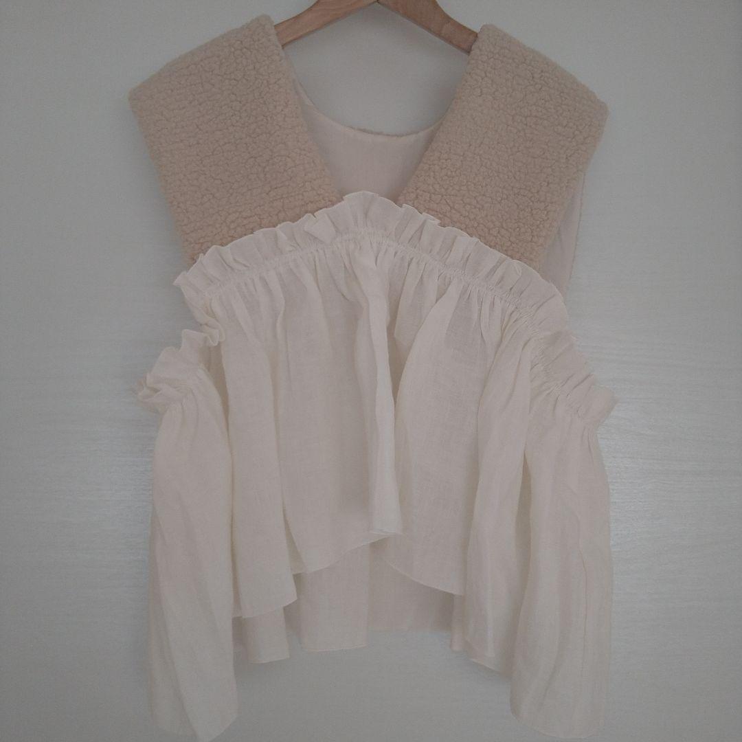 【ito fukuoka】 BOA vest《beige×white》ボアベスト