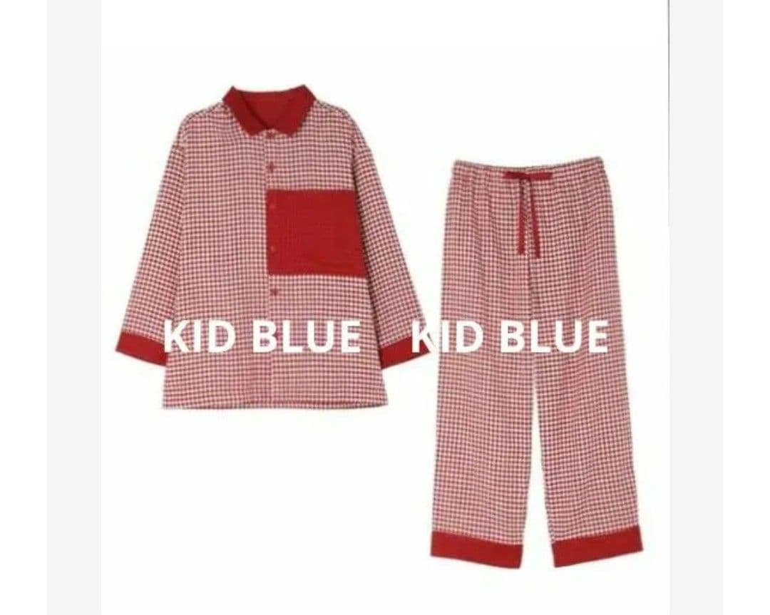 【新品】パジャマ KID BLUE キッドブルー 長袖 M ガーゼ ギンガム 24Wガーゼギンガム[長袖パジャマ] | KID BLUE OFFICIAL ONLINE STORE