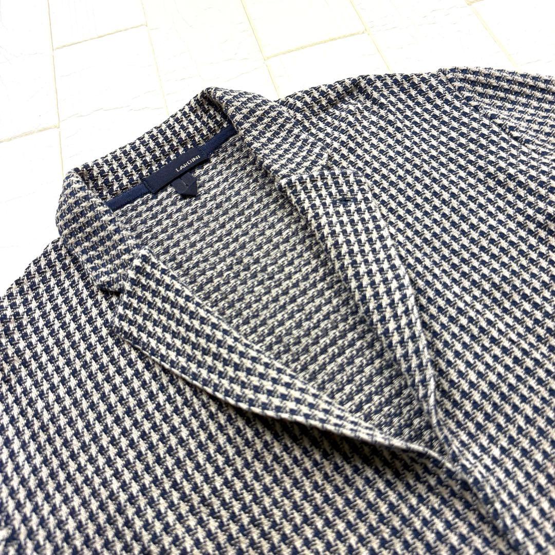 レアXXL☆LARDINI ラルディーニ コットンリネン千鳥格子ニット