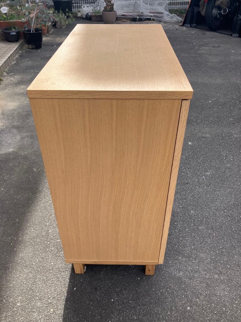 無印良品 キャビネット ガラス扉 観音開き 天然木 オーク材 食器棚