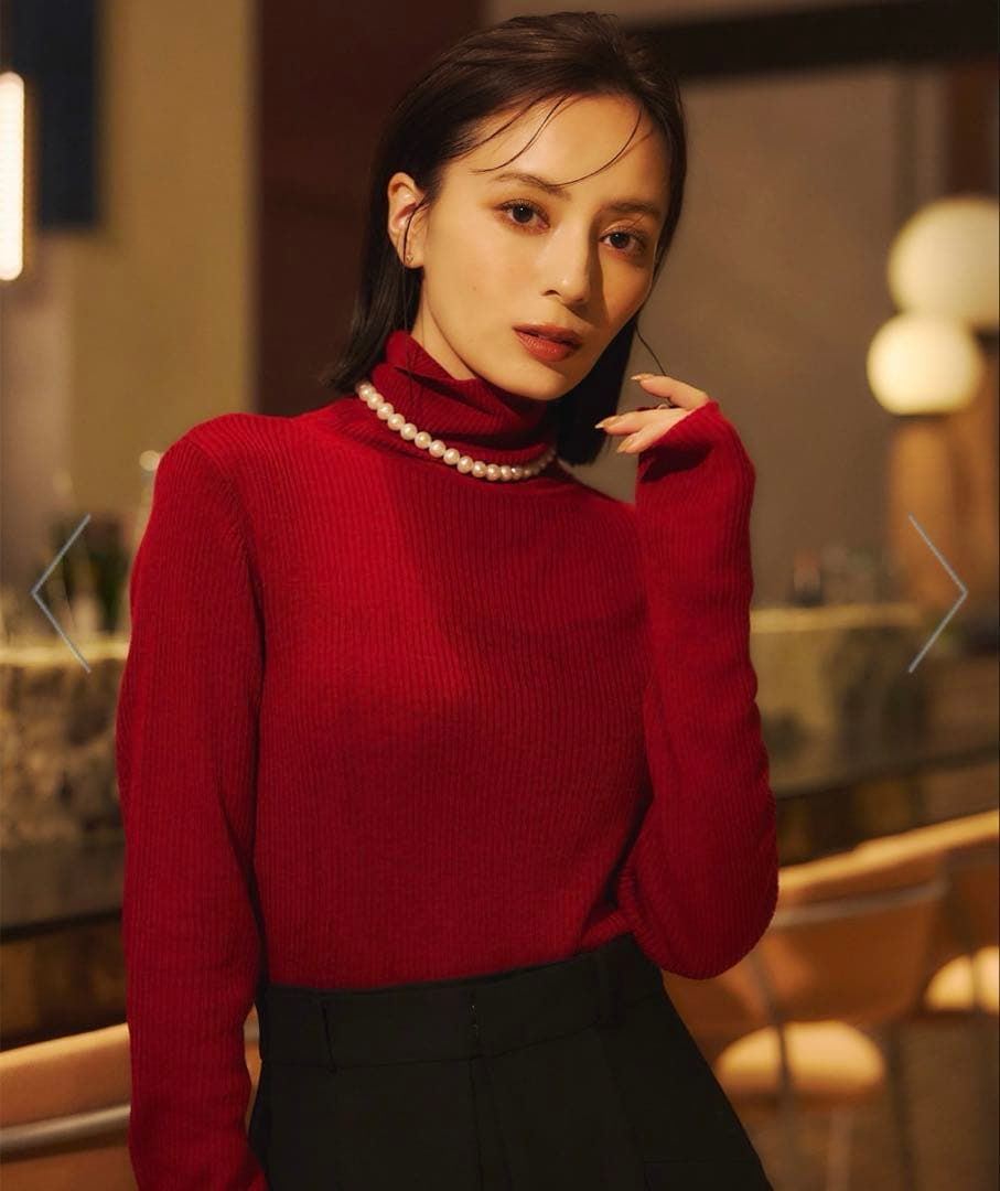 専用 アニュアンス ハイゲージウールフィットリブタートルニット レッド ハイゲージウールフィットリブタートルニット（ニット）｜ánuans（ア