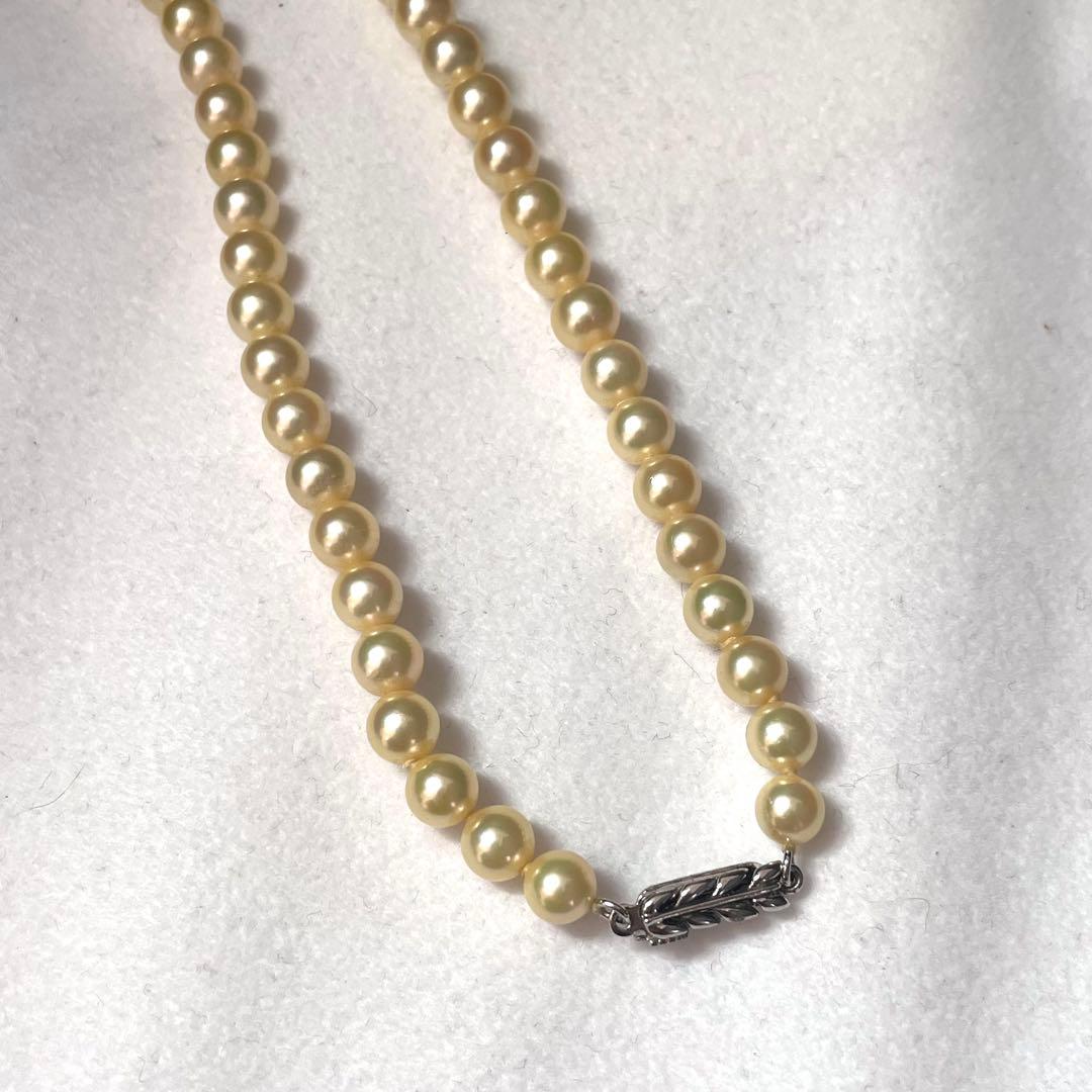 希少色 テリ強】あこや真珠 ゴールデン パールネックレス 5.6-6.4mm