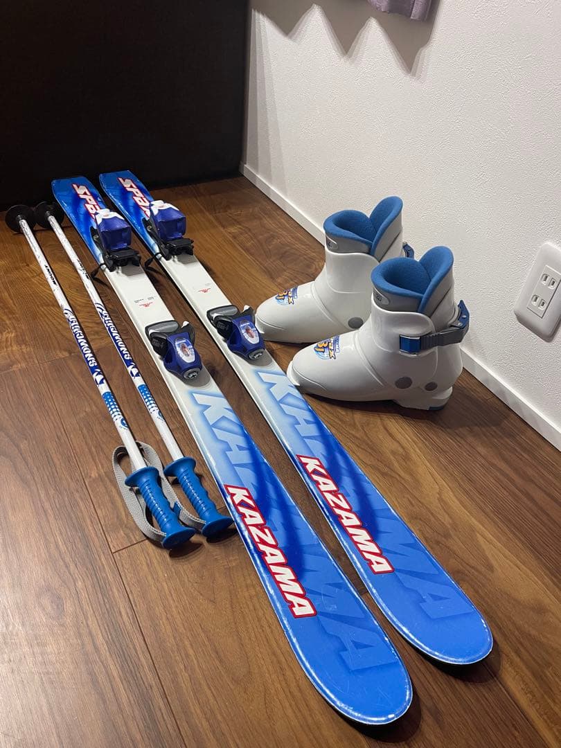 KAZAMA スキー板120㎝ ブーツ21㎝ ストック セット ジュニア 子供用