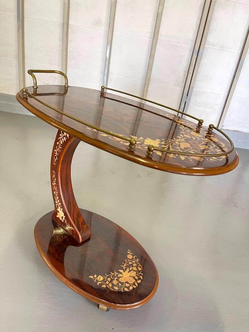 象嵌 キッチンカート キャスター付 キッチンワゴン アンティーク調 象嵌 キッチンカート キャスター付 キッチンワゴン アンティーク調