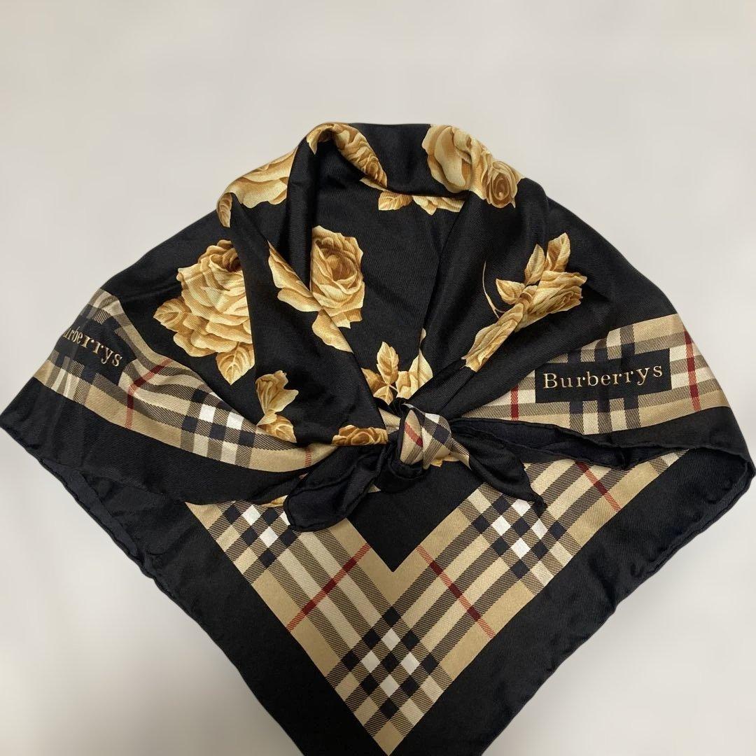 バーバリーBurberry's シルクスカーフ☆ノバチェック、ローズ - メルカリ