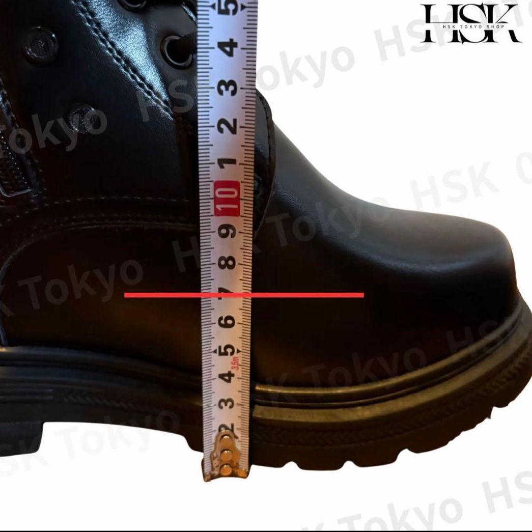 HSK シークレット +17cm ロングブーツ ファスナー 黒 コスプレ M