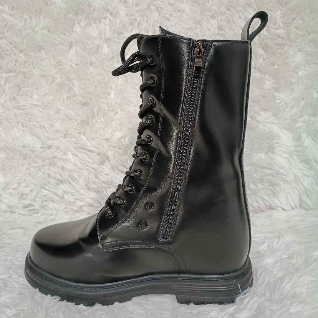 HSK シークレット +17cm ロングブーツ ファスナー 黒 コスプレ M