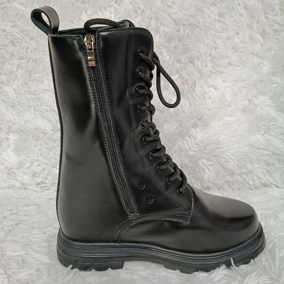 HSK シークレット +17cm ロングブーツ ファスナー 黒 コスプレ M