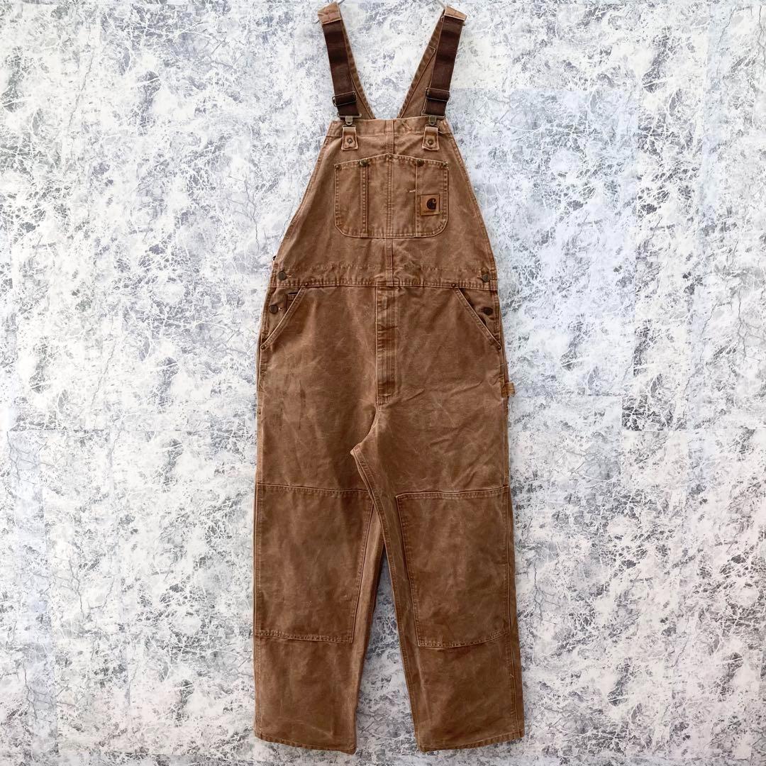 メキシコ製 カーハート 古着 ダック地 ダブルニー オーバーオール 極太