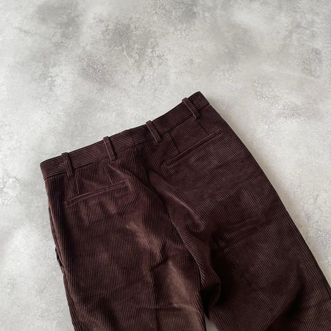 未使用 BERNARD ZINS コーデュロイ ワンタックパンツ ブラウン 38