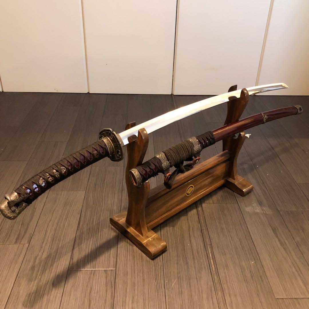 高級模造刀 日本軍拵え 居合刀 樋入刀身 合金刀身 朱拵え 重みあり