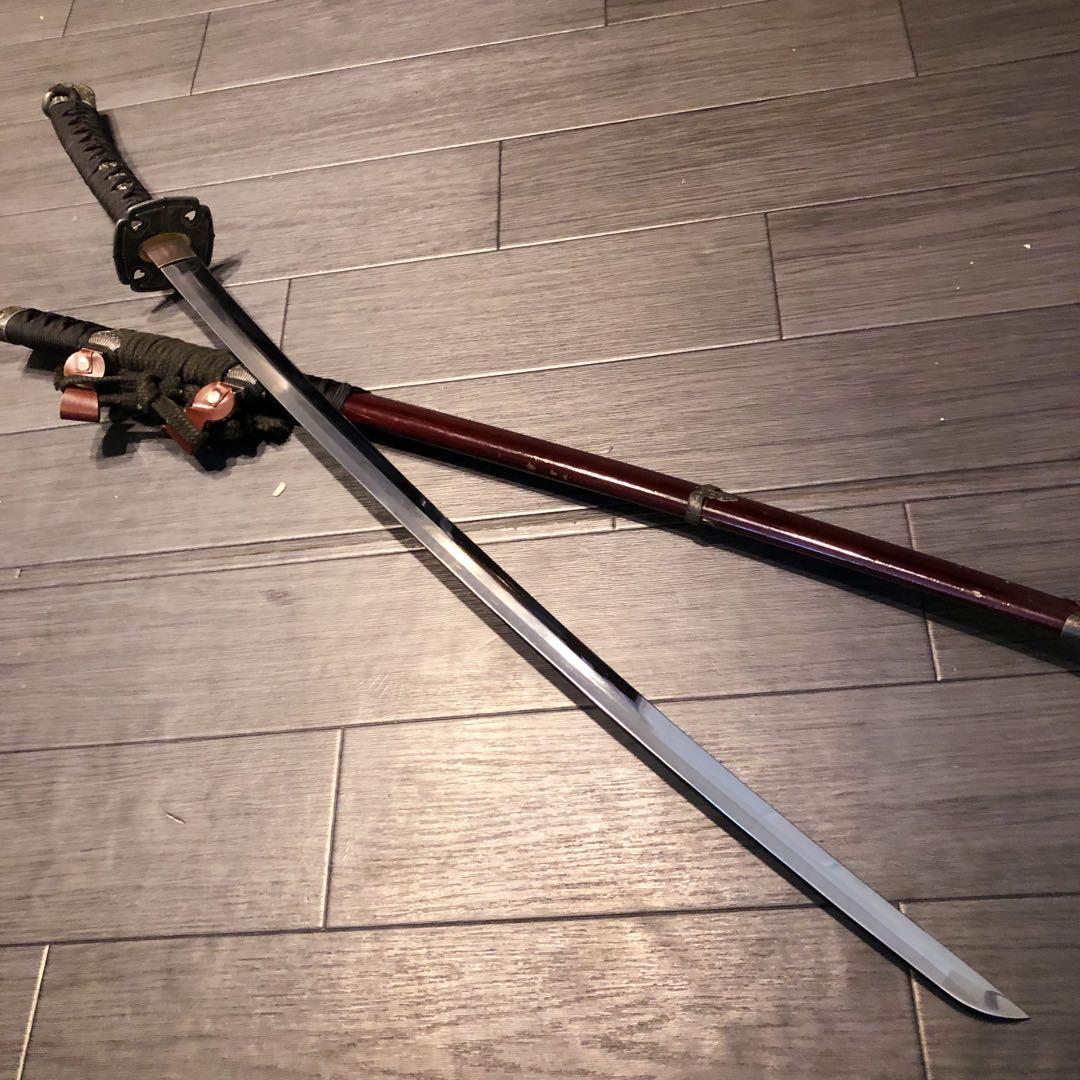 高級模造刀 日本軍拵え 居合刀 樋入刀身 合金刀身 朱拵え 重みあり