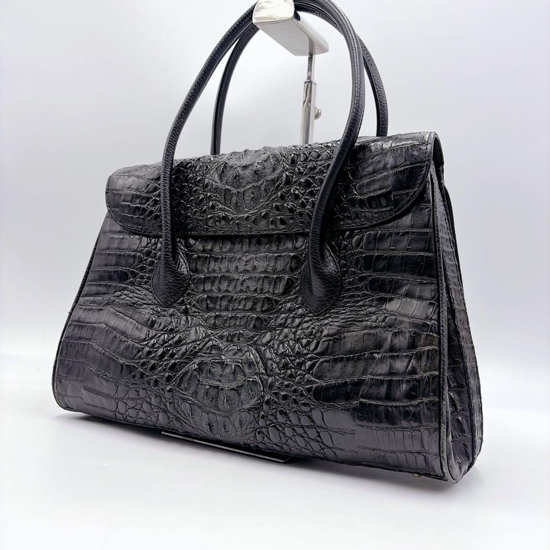 クロコダイル レザー フラップ トートバッグ ハンドバッグ ブラック コーチ COACH コーチ レザーバッグ COACH アウトレット クロコダイル