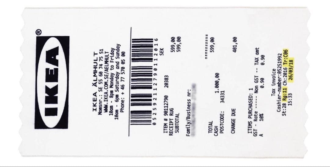 ラグ・カーペット IKEA Virgil AblohMARKERAD \"RECEIPT\" Rug