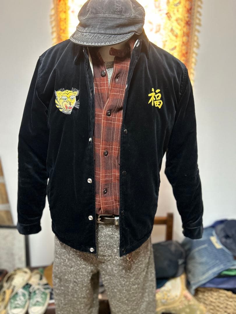 希少　東洋　テーラー東洋　GOLD スカジャン　スーベニアジャケット　別珍　中綿 tt15840-1.jpg