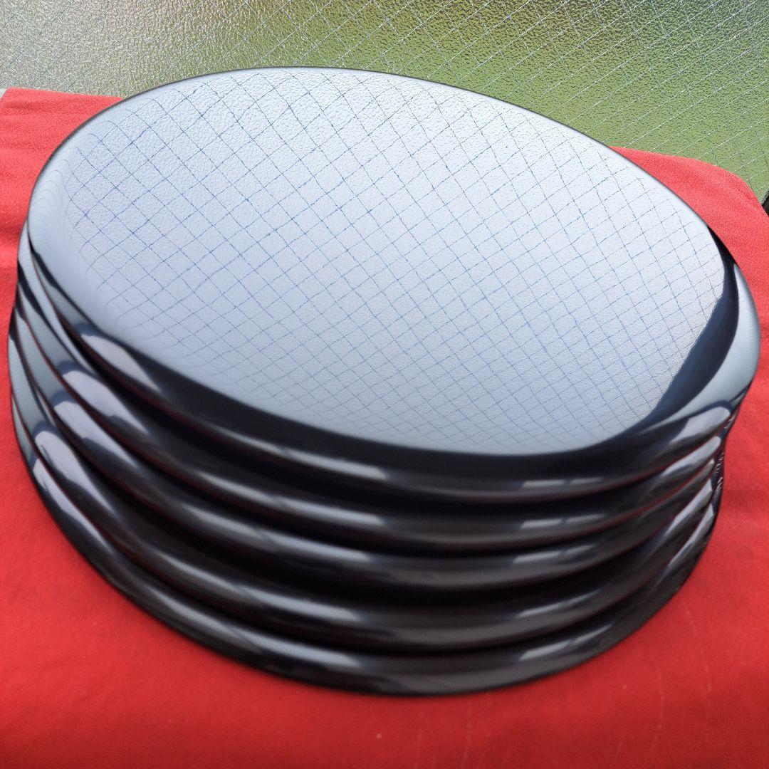 輪島塗 尺サイズ 瑞祥盆×5客 童唄蒔絵】布着本堅地 作家物 未使用/長期