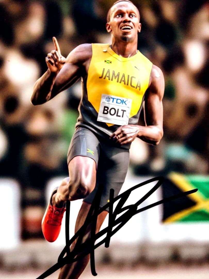 ウサイン・ボルト直筆サイン入り2Lサイズ写真…オリンピック金