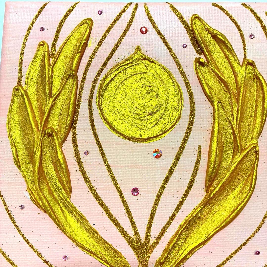 開運絵画 龍神様 宝珠 観音様の手 金箔 祈願成就 金箔 - 絵画