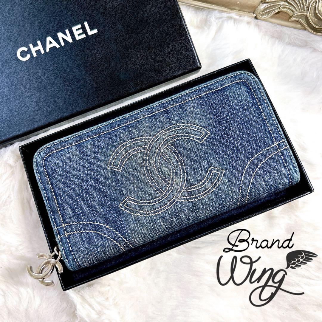 シャネル 財布 長財布 二つ折り デニム 【極美品】正規品 ヴィンテージ
