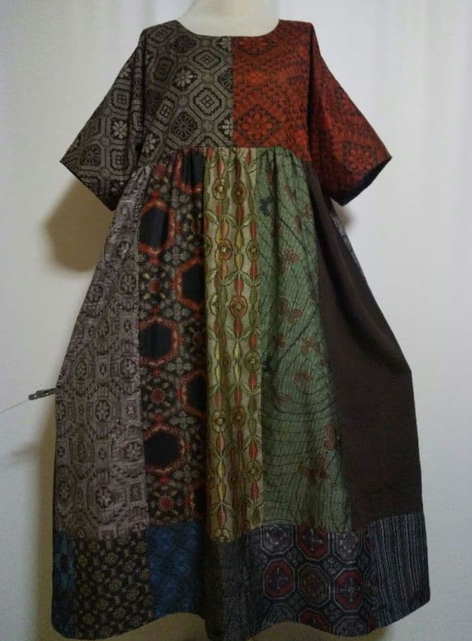 着物リメイク／ドルマン袖ワンピース☆サイズL～LL - メルカリ