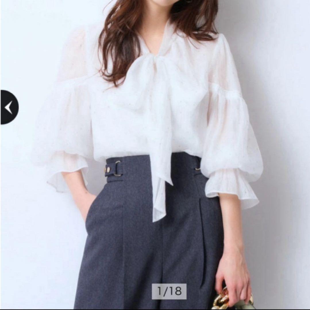 ◇JUSGLITTY◇プチラメドットボウタイブラウスS - メルカリ