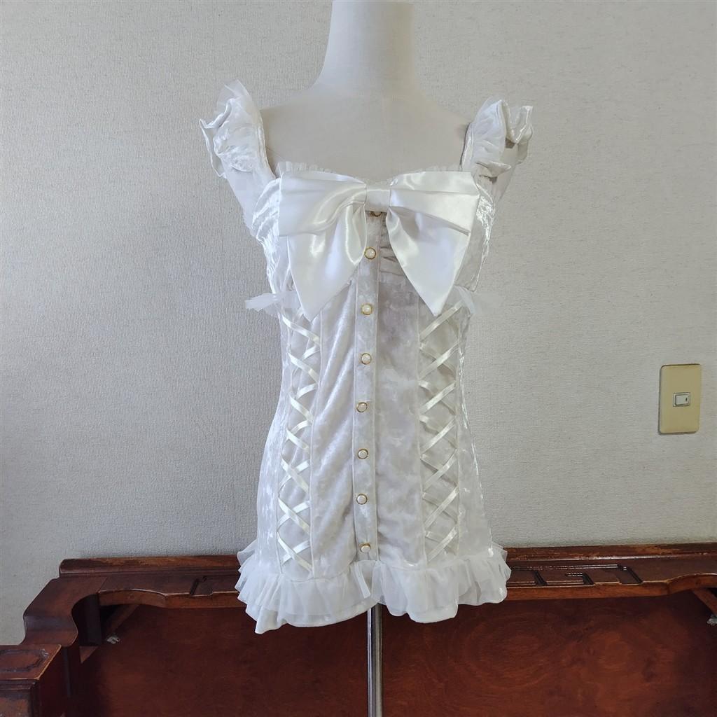 TRALALA ビッグリボン 姫ギャル 編み上げ ベロア キャミソール