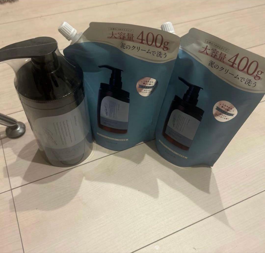 coconeクレイクリームシャンプーリペアボトル＆詰め替え2個セット cocone ココネ クレイクリームシャンプーリペア替400g[レフィル