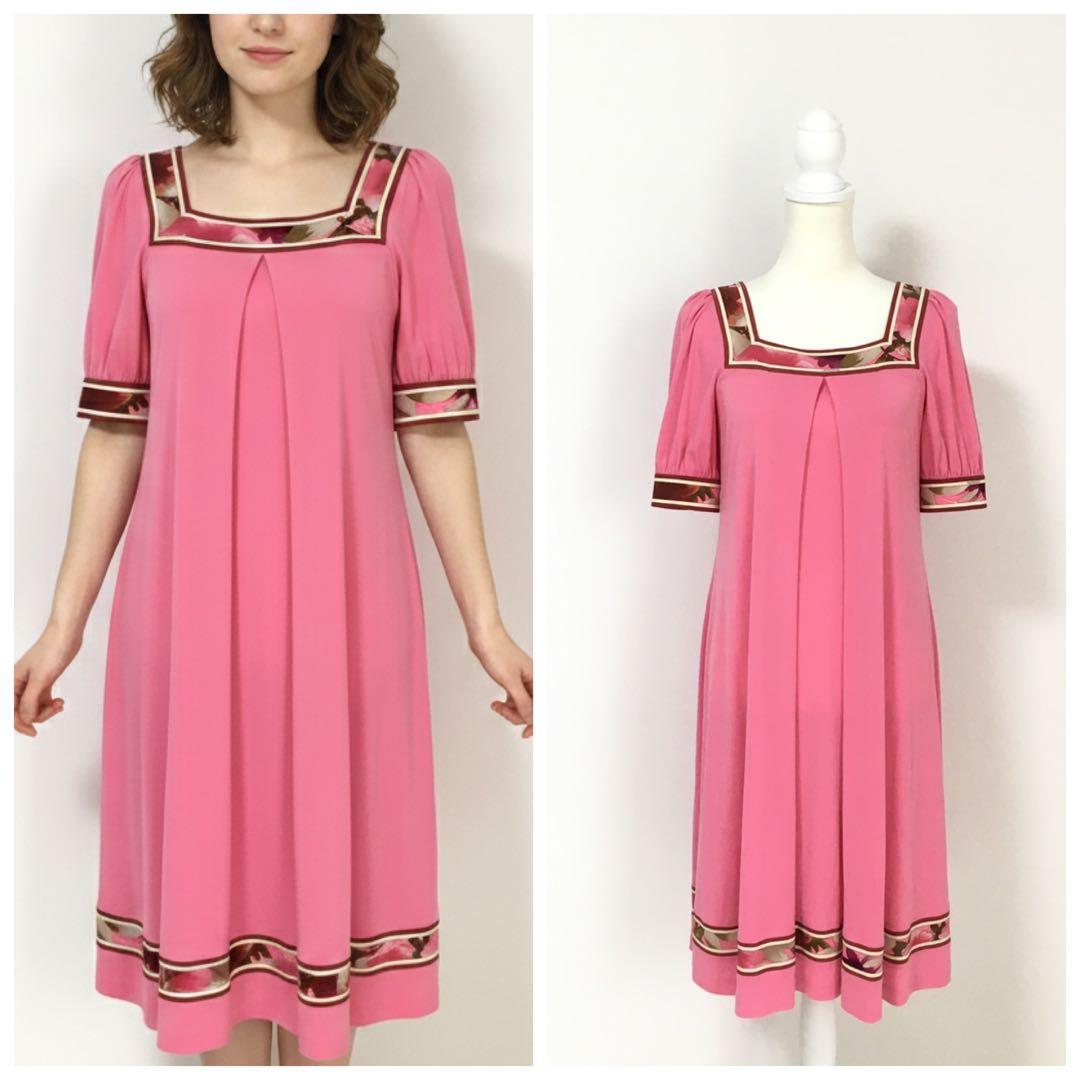 美品 LEONARD レオナール カンカン ストレッチ ワンピース - メルカリ